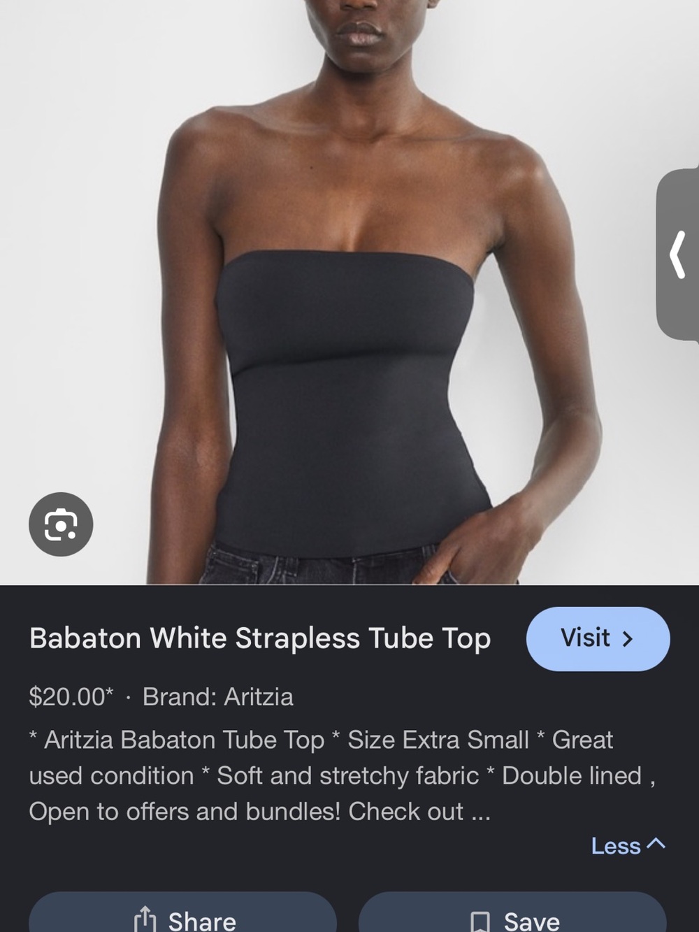 Babaton Black Strapless Tube Top